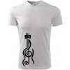 Husľový kľúč gitara - Pánske tričko Fantasy športové - L ( Biela )
