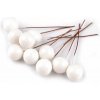 Guličky / bobule na drôtiku na tvorenie Ø1,5 cm - biela (10 ks)