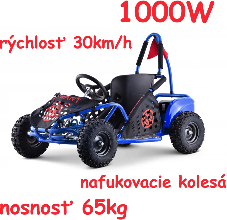 Joko Elektrická štvorkolka BUGGY Kart Fast Dragon Motokára nosnosť 65kg 1000W nafukovacie kolesá rýchlosť 30km/h modrá