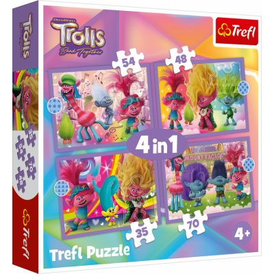 TREFL Puzzle Trollovia 3: Farebné dobrodružstvo 4v1 (35,48,54,70 dielikov)