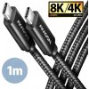 AXAGON BUCM432-CM10AB, NewGEN+ kábel USB-C USB-C, 1m, USB4 Gen 3×2, PD 100W 5A, 8K HD, ALU, oplet, čierny