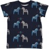 Detské bambusové tričko s krátkym rukávom Geggamoja Navy Dala horse