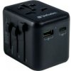 Verbatim univerzální cestovní adaptér UTA-02 zástrčka s porty USB-C PD 20W a USB-A QC 18W, černá