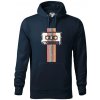 Retro kazeta - pruhy - Mikina pánska Cape s kapucňou - 5XL ( Tmavomodrá (veľmi tmavá - skoro čierna) )