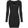 Guess Krátke šaty DRESS SLIM RIB EMBRO Čierna