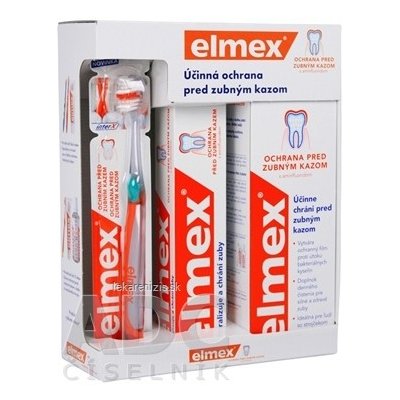 ELMEX CARIES PROTECTION SYSTÉM PROTI ZUBNÉMU KAZU zubná kefka 1 ks + zubná pasta 75 ml + ústna voda 400 ml, 1 set