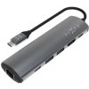 FIXED 6-portový hliníkový USB-C HUB Pro pre notebooky a tablety sivá / 2x USB / 2x USB-C / RJ45 / HDMI (FIXHU-P-GR)