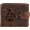 Wild Luxusná pánska peňaženka s prackou s obrázkom znamení zverokruhu - Vodnár - hnedá