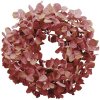 Dekoratívny umelý veniec z ružových kvietkov hortenzie s priemerom 30 cm 41057