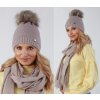 Fashionweek Dámska zimná čiapka s brmbolcom ZIZI-V12 Farba: CAPPUCCINO, Veľkosť: Universal