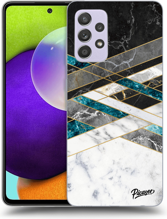 Púzdro Picasee silikónové Samsung Galaxy A52 A525F - Black & White geometry čiré