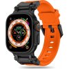 Techsuit Remienok (W064) - Apple Watch 1/2/3/4/5/6/7/8/9/10/SE/SE 2/Ultra/Ultra 2 (42/44/45/46/49mm) - Titánovo-čierno-oranžová KF2335573