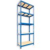 Kovový regál Biedrax 60 x 90 x 210 cm, modrý - 5 políc MDF, 275kg