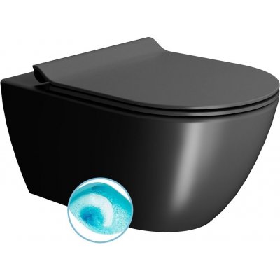 GSI PURA závesná WC misa, Swirlflush, 55x36 cm, čierna dual-mat