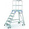 Zarges Hliníkový pojazdný rebrík s plošinou, 6 priečok, výška plošiny 1,44 m