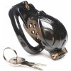 Master Series Double Lockdown Locking Customizable Chastity Cage Black