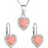 Súprava šperkov so syntetickým opálom a kryštálmi Swarovski náušnice a prívesok oranžové srdce 39161.1