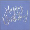 Narodeninové servítky PartyDeco Happy Birthday, tmavomodré, 33x33 cm, 20 ks