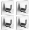 Samolepiace kovové vešiačiky do kúpeľne 4 ks strieborné (Praktické riešenie na zavesenie uterákov a doplnkov bez vŕtania)