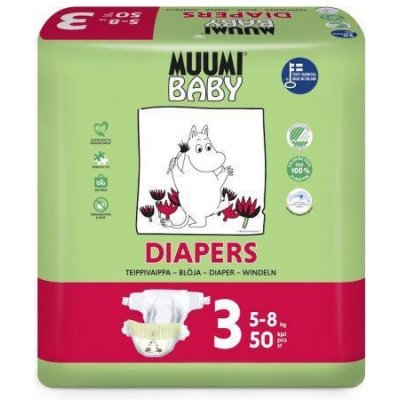 MUUMI Baby 3 Midi 5–8 kg (50 ks), eko plienky