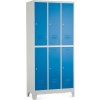 Rauman Kovová šatníková skrinka - 6 boxov, 90 x 45 x 195 cm, pevné nohy, cylindrický zámok, modrá - ral 5012