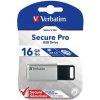 Verbatim USB flash disk, USB 3.0, 16GB, Secure Pro, Store N Go, strieborný, 98664, USB A, AES 256-bit šifrovanie, s výsuvným konek