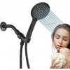 Delvant sprchová hlavica, ručná sprcha, okrúhla sprchová hlavica, ručná sprchová hlavica, sprchová hlavica s 3 režimami rozstreku čierna