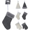 Dekorácia závesná mix RUKAVICE/PUNČOCHA/ČIAPKY 15cm BÍ,ŠE