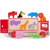 Bigjigs Toys Drevené auto so zvieratkami safari