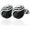 Náušnice luxusné so zirkónmi keramické z chirurgickej ocele čiernej S113198180