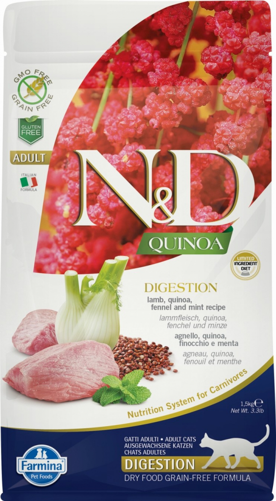 N&D GF Quinoa CAT Digestion Lamb & Fennel 1,5 kg