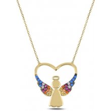 Olivie Strieborný náhrdelník zlaté srdce s anjelom 3697