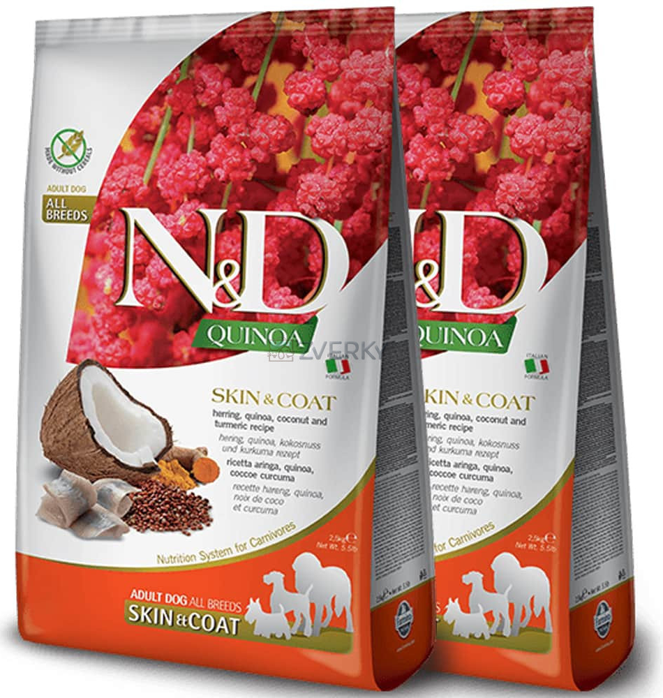 N&D GF Quinoa Skin & Coat Adult Dog Herring 2 x 7 kg