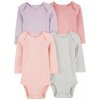 CARTER'S Body dlhý rukáv Purple/Grey/Pink dievča 4ks 9m/ veľ. 74