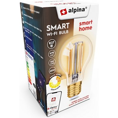 ALPINA Múdra žiarovka LED WIFI biela stmievateľná E27 470LM ED-225448