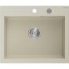 Mexen Elix, 1-korový granitový drez 600 x 500 mm, béžová, chrómový sifón, 6525601005-69