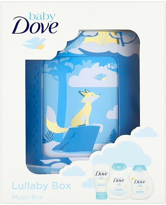 Dove baby Lullaby box hrací skříňka pro děti + krém 45 g + tělové mléko 200 ml + šampon 200 ml darčeková sada