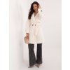 Dámsky ecru kabát s opaskom čierna | krémová One size RUE PARIS 5906694084997