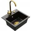 Granitový drez MEXEN MILO s kuchynskou batériou čierny/zlatý II