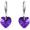 MSPERK Strieborné dámske náušnice Srdcia Crystal Heliotrope Ag 925/1000