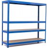 Policový regál Trestles RH 1200x1600x300, nosnosť 1200 kg, 4 police Farba: modrá, Typ police: drevená MDF 5,4 mm