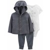 CARTERS CARTER'S Set 3dielny mikina, tepláky, body kr. rukáv Grey Stripes chlapec LBB PRE, veľ. 46