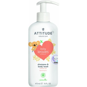 Attitude Detské telové mydlo a šampón 2 v 1 Babyleaves s vôňou hruškovej šťavy 473 ml