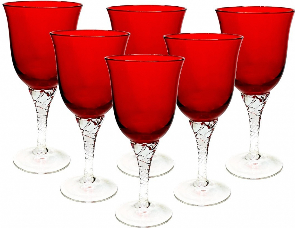 Červené poháre na víno s krútenou nohou 240 ml od 19,6 € - Heureka.sk