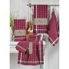 Bavlněné utěrky 50 x 70 cm - červené kockované/pruhované (3-dielna súprava)