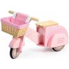 Drevené odrážadlo s prúteným košíkom Scooter with Basket Tender Leaf Toys ružové s gumenými kolesami od 24 mes