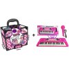 Mamido Mamido Výhodná sada Detský kozmetický kufrík + Veľký keyboard s mikrofónom ružový 37 kláves