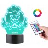LAMPKA NA SKLE Soška Kuchár 3D LED RGB + DIAĽKOVÝ OVLÁDAČ 16 FARIEB