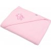 Detská froté osuška s výšivkou a kapuckou New Baby 100x100 ružová sloník