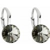 Evolution Group strieborné náušnice visiace s krištálmi Swarovski čierne okrúhle 31229.3